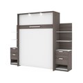 Bestar Cielo 105W Queen Murphy Bed with Floating Shelves and Drawers (104W), Bark Grey & White 80881-47
